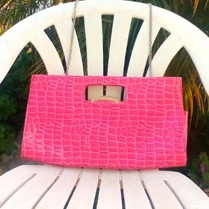 Pink faux animal skin handbag